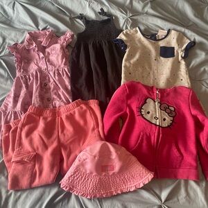 Girls Clothing Lot of 6 Pieces Size 4 - Dresses , Sun Hat , Jumper , Tracksuit